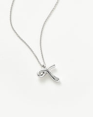 Curly Molten Initial Pendant Necklace - Initial T | Sterling Silver