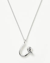 Curly Molten Initial Pendant Necklace - Initial U | Sterling Silver