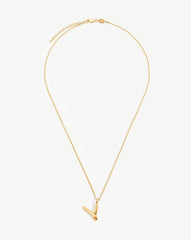 Curly Molten Initial Pendant Necklace - Initial V | 18k Gold Vermeil