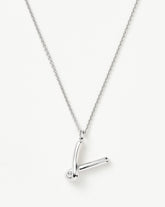 Curly Molten Initial Pendant Necklace - Initial V | Sterling Silver