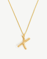 Curly Molten Initial Pendant Necklace - Initial X | 18k Gold Vermeil