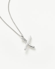Curly Molten Initial Pendant Necklace - Initial X | Sterling Silver