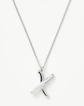 Curly Molten Initial Pendant Necklace - Initial X | Sterling Silver