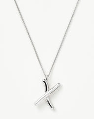 Curly Molten Initial Pendant Necklace - Initial X | Sterling Silver