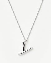 Curly Molten Initial Pendant Necklace - Initial Y | Sterling Silver