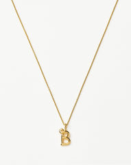 Curly Molten Mini Initial Necklace - B | 18k Gold Vermeil