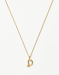 Curly Molten Mini Initial Necklace - D |18k Gold Vermeil