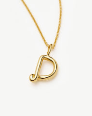 Curly Molten Mini Initial Necklace - D |18k Gold Vermeil