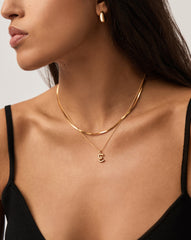 Curly Molten Mini Initial Necklace - E | 18k Gold Vermeil