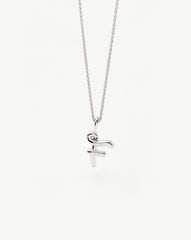 Curly Molten Mini Initial Necklace - F |Sterling Silver