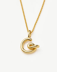 Curly Molten Mini Initial Necklace - G | 18k Gold Vermeil