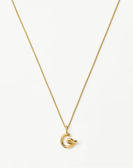 Curly Molten Mini Initial Necklace - G | 18k Gold Vermeil