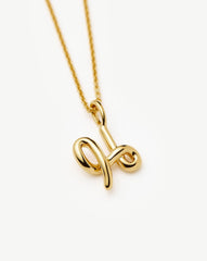 Curly Molten Mini Initial Necklace - H | 18k Gold Vermeil
