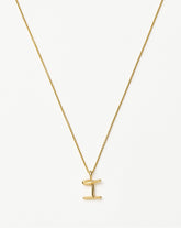 Curly Molten Mini Initial Necklace - I | 18k Gold Vermeil
