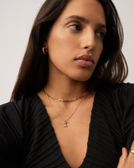 Curly Molten Mini Initial Necklace - I | 18k Gold Vermeil