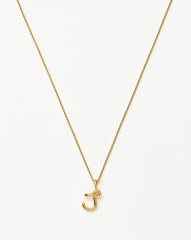Curly Molten Mini Initial Necklace - J | 18k Gold Vermeil