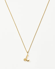 Curly Molten Mini Initial Necklace - L |18k Gold Vermeil