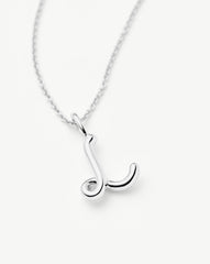 Curly Molten Mini Initial Necklace - L | Sterling Silver