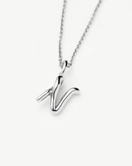 Curly Molten Mini Initial Necklace - N | Sterling Silver