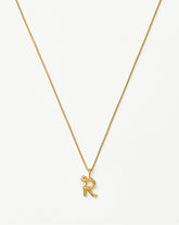 Curly Molten Mini Initial Necklace - R | 18k Gold Vermeil
