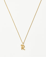 Curly Molten Mini Initial Necklace - R | 18k Gold Vermeil