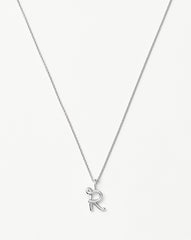 Curly Molten Mini Initial Necklace - R | Sterling Silver