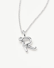 Curly Molten Mini Initial Necklace - R | Sterling Silver