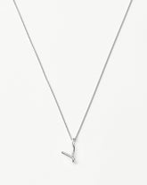 Curly Molten Mini Initial Necklace - V | Sterling Silver