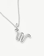 Curly Molten Mini Initial Necklace - W | Sterling Silver