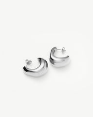 Dome Medium Hoop Earrings | Silver Plated