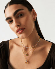 July Birthstone Pendant Necklace | 18k Gold Vermeil/Glass Filled Ruby