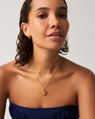 Engravable Heart Ridge Locket Pendant Necklace | 18k Gold Vermeil/Rainbow Moonstone