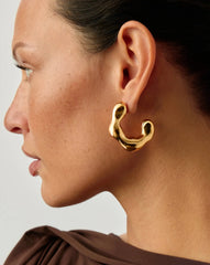 Eny Puffy Large Hoop Earrings | 18k Gold Plated