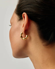 Eny Puffy Medium Hoop Earrings | 18k Gold Plated