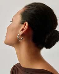 Eny Puffy Medium Hoop Earrings | Sterling Silver