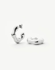 Eny Puffy Medium Hoop Earrings | Sterling Silver