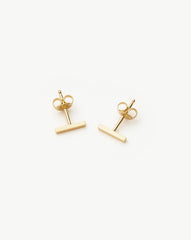 Fine Bar Stud Earrings | 14k Solid Gold