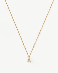 Fine Diamond Initial Mini Pendant Necklace - A | 14k Solid Yellow Gold Plated/Diamond