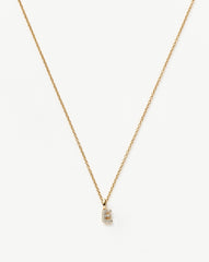 Fine Diamond Initial Mini Pendant Necklace - E | 14k Solid Yellow Gold Plated/Diamond