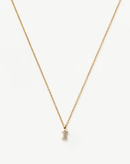 Fine Diamond Initial Mini Pendant Necklace - I | 14k Solid Yellow Gold Plated/Diamond