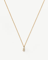 Fine Diamond Initial Mini Pendant Necklace - S | 14k Solid Yellow Gold Plated/Diamond