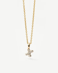 Fine Diamond Initial Mini Pendant Necklace - X | 14k Solid Yellow Gold Plated/Diamond