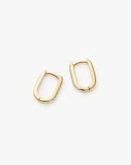 Fine Diamond Ovate Mini Hoop Earrings | 14k Solid Gold/Diamond