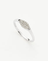 Fine Diamond Signet Ring | 14k Solid White Gold/Diamond
