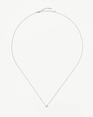 Fine Diamond Solitaire Pendant Necklace | 14k Solid White Gold/Diamond