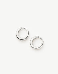 Fine Dome Huggies | 14k Solid White Gold