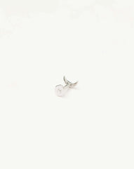Fine Moon Flat Back Stud Earring | 14k White Gold