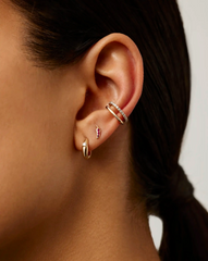 Fine Ruby Chilli Single Stud Earring | 14k Solid Gold/Ruby