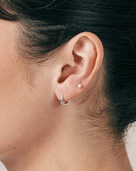 Fine Small Single Solitaire Diamond Stud Earring | 14k White Gold/Diamond