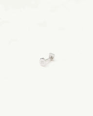 Fine Square Solitaire Flat Back Stud Earring | 14k White Gold/Diamond